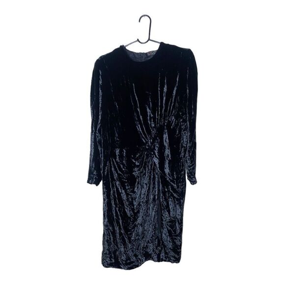 Escada SZ 38 black crushed velvet long sleeve dress - Picture 1 of 3